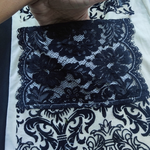 LEE ANDERSEN Lace Color-Block Dress XL Jersey Knit A-Line Sleeveless Shift - Picture 10 of 16